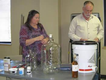 James and Cindy Dotson demonstrate the process of making Meade.