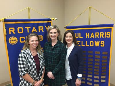 Pictured from left are: Courtney Greer, Anna Lee (Rotary President), and Kelly Lucas.