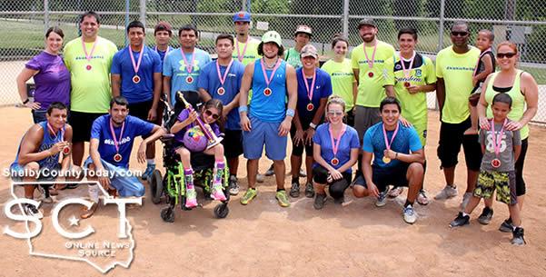 The Inkspots and Smashers are seen together with Brooklyn Oliver at the finale of the kickball tournament held on Saturday, May 14, 2016.
