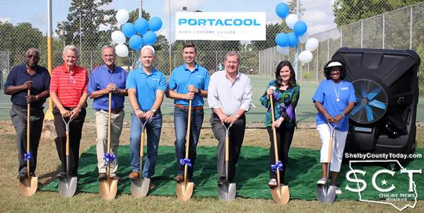 Pictured are (from left): Jerry Lathan, councilman; Charles Rushing, councilman; Howell Howard, councilman; Ben Wulf, CEO/President Portacool; Thomas Morrison, Director, Marketing Portacool; David Chadwick, mayor; Leigh Porterfield, councilwoman; and Joyce Johnson, councilwoman.