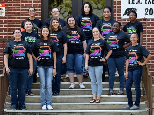 The Teens in the Driver Seat team includes: Bailey Barton, Hailey Barton, Sara Duke, Emily Garcia, Destiny Garner, Immony Gossett, Rebekah Parks, Faith Parks, Kristyn Rader, Jasmine Rogers, Tina Sepulvado, Lacy Wagstaff, & Alexus Wallace. Not pictured are team members Kambry Wallace and Breanna Wallace.