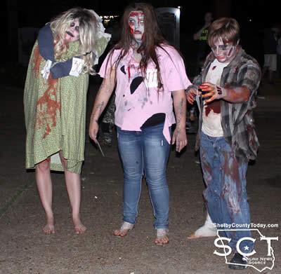 Pictured are the zombie walk participants chosen as the top three. They are (from left) Elizabeth Bowley, Casey Sneed and Justin Mott.