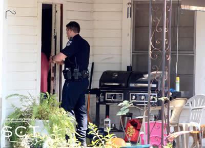 Center Police officers went door to door and notified neghbors the line had been broken and was leaking gas.
