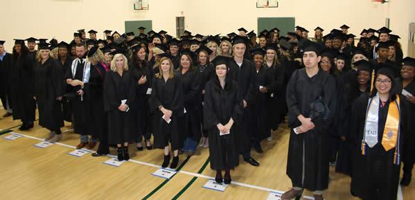 Panola College fall 2016 graduates await their commencement ceremony.