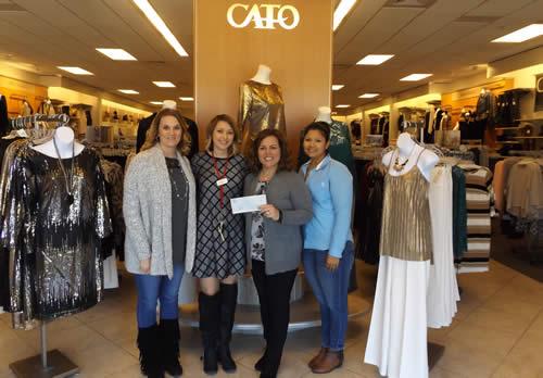 Pictured (from left): Leah Chase, Shelby County Sheriff's Office; Macie Porter, CATO Assistant Store Manager; Denise Merriman SCCAC Executive Director; and Marlene Hernandez, SCCAC Family Advocate.