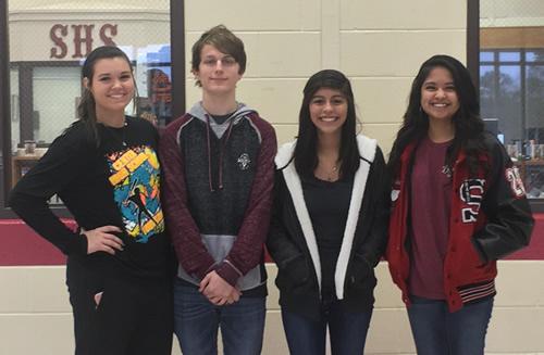 High School Band Students: (from left) Kaci Griffin, Ty Fox, Vivian Mendoza, and Lizbeth Bautista