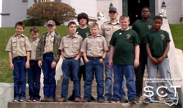 Boy Scouts on the step of Louisiana's Old State Capital