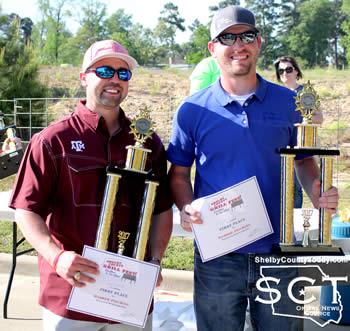 Josh Mcadams (left) and Josh Jones (right) pitched their way into the winning spot of the washer tournament held during the 2017 Shelby County Grill Fest.