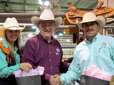 From Left: Southern Region Student President K.L. Spratt, Southern Region Chairman and Texas A&M University Rodeo Coach Dr. Al Wagner, and Panola College Rodeo Coach Jeff Collins.
