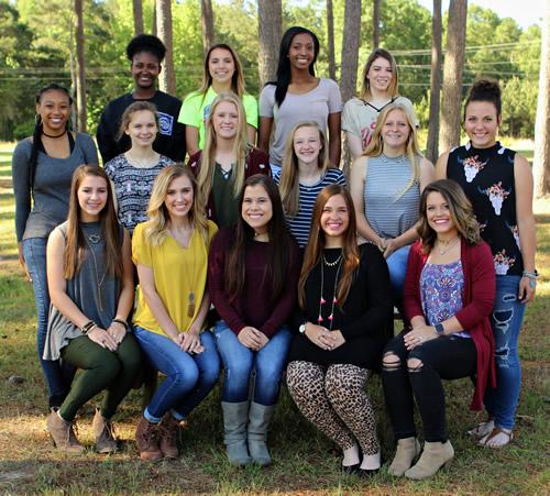 From left: (front row) seniors Madison Kirby, Hailey Haddox, Captain Alysen Jefferson, Emma Locke, Lexi Moody, (middle row) junior Esther Mergerson, senior Skyler Ferguson, sophomores Kalei LaRock and Kelsey Adair, and juniors Cheyenne Byrnes and Maddie Russell, (back row) senior Magical Johnson, sophomores Mallory Fausett and Jasmine Cooks, and senior Jacee Hooks.