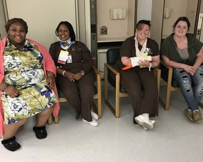 Panola College students wait to receive treatment in the ER. 