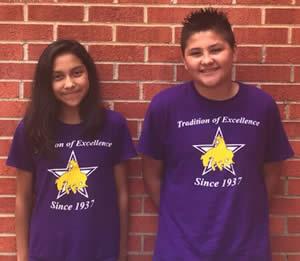 Middle School Drum Majors (from left): Dulce Chavez and Obed Lopez.