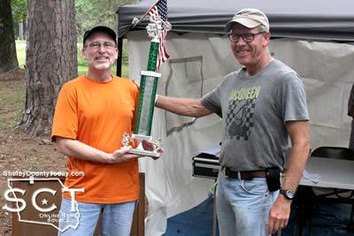 Lee Coltharp (left) received the Overall Trophy which was presented by David Fogle (right).