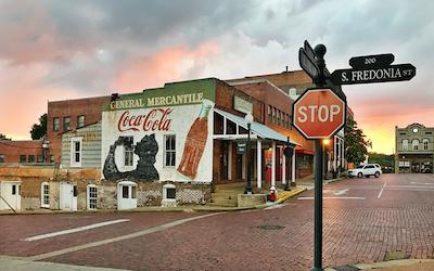 This photograph of downtown Nacogdoches by Ryan Russell is among the images available on postcards and notecards to be sold in an art scholarship fundraiser sponsored by the SFA Friends of the Visual Arts.