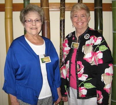 Photo: (from left) Southern Zone Director Linda Goller (San Augustine Garden Club) and Linda Bordelon (Center Garden Club).