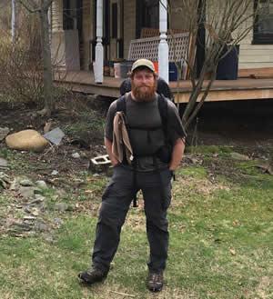  Dillon at "The Appalachian House" in Pennsylvania on April 7. "First thru-hiker to pass this year."