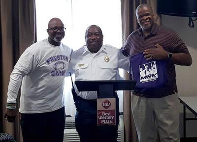 Several familiar faces were on hand during the mentoring program. Pictured are (from left) Dwight Preston, Center Fire Chief Keith Byndom and John Brooks, Founder of MBK Mentor.