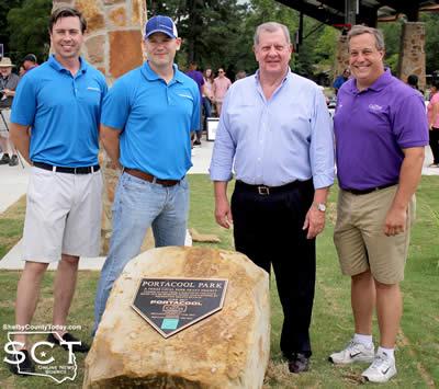 Pictured are (from left): Thomas Morrison, Sales/Marketing Operations Manager at Port-A-Cool LLC; Ben Wulf, President/CEO Portacool LLC; David Chadwick, Center Mayor; and Chad Nehring, Center City Manager.