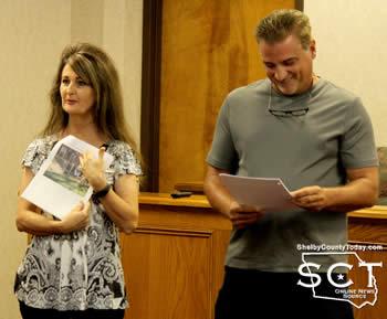 Jheri-Lynn McSwain, Shelby County Extension Agent, and Mark Carpenter, horticulture consultant, addressed the commissioners about a 4-H Community Service Landscape project.