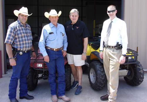 Pictured with the recovered ATV's are (left to right) Lt. Kevin Windham, Sheriff Willis Blackwell, C. Scott Massey and Chief Deputy D.J. Dickerson.