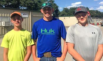 Comal County participants (from left): Lance Holloway, Colton Gutermuth, and Dawson McFadden.