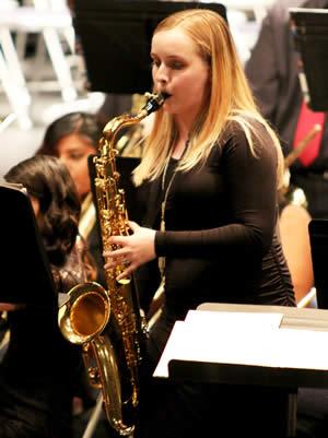 Whitney Thomas of Center plays bassoon and tenor sax in the Panola College Band.