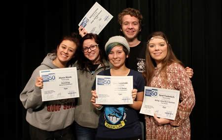  Award winners include, from left, Maelbi Calderon, Allyssa Woods, Lacie Sepulvado, Nathaniel Endsley and Sarah Funderburk. (Not pictured: Katt Smith.)