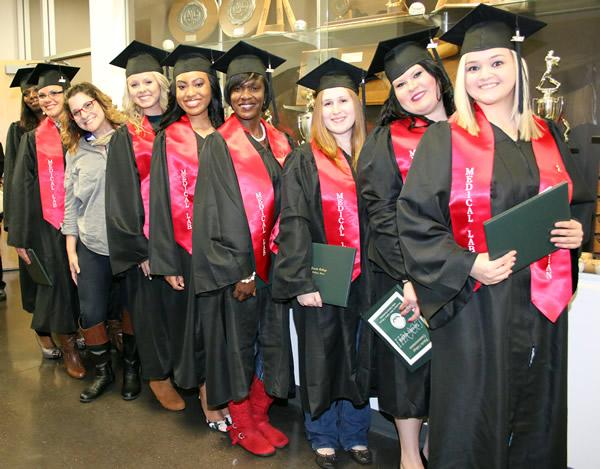 Jo Ellen Russell congratulates the Medical Lab Technician graduates in fall 2016 commencement. Panola College will host two commencement ceremonies on Thursday, Dec. 14, 2017.