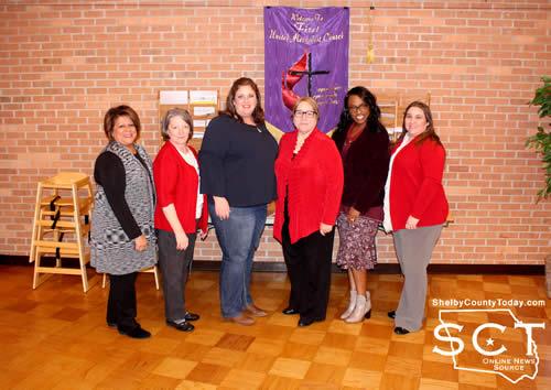 Pictured are (from left) Anne Hale - CPS; Nancy Dickerson - FUMC; Kristen Berry - CPS; Karen Jones - FUMC Pastor; Sonya Holman - CPS Supervisor; and Kelly Snider - FUMC. 