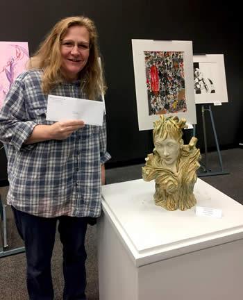 Sheli Caserta won a scholarship for her ceramic sculpture.