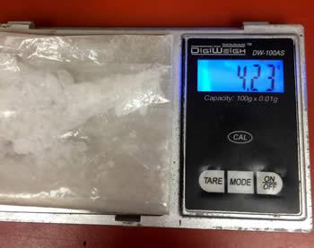 Methamphetamine recovered by Shelby County Sheriff's Investigator Mandy Fears.