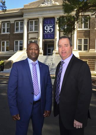 John Fields, left, is the new chief of police and Craig Goodman is assistant chief of police for Stephen F. Austin State University. Their appointments were approved by SFA’s Board of Regents during a meeting Tuesday.
