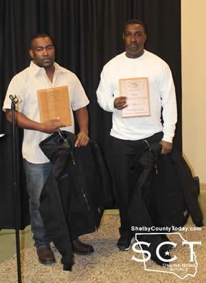 Marcus Cartwright (left) and Tommy Land (right) received the 2014 Anglers of the Year Awards during the Shelby County Bass Anglers banquet.