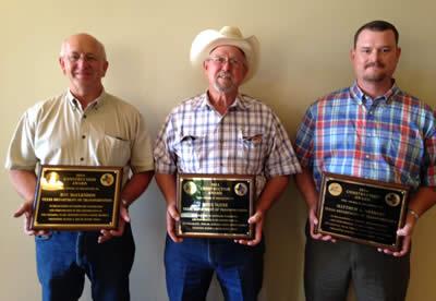 Roy McClendon, Royce Oliver and Matthew Nethery accepted the Texas Project Awards Tuesday at the Associated General Contractors Luncheon in Austin. The awards are given yearly to outstanding TxDOT employees who overcome major construction obstacles on specific projects.
