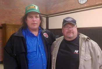 Jeff Stewart (right), Cryptozoologist, is seen with James "Bobo" Fay (left) Bigfoot Investigator with the television program Finding Bigfoot.