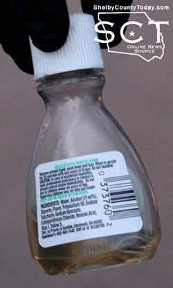 Seen above is a Scope mouthwash bottle located at the scene and suspected to contain phencyclidine (PCP). 