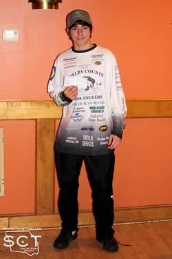 Brenden Stanley (pictured) and Coleman Davis (not pictured) each received $175 for 12th place with 5 fish weighing in at 14.00 lbs.