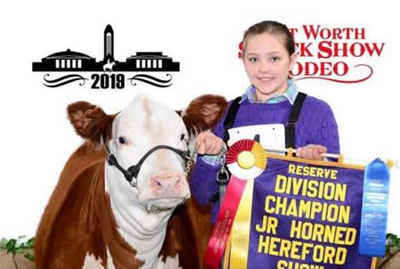Hannah Wages won Reserve Division Champion in the Junior Horned Hereford Calf Division