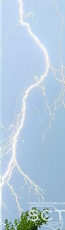 Lightning strike visible from Center facing Shelbyville.